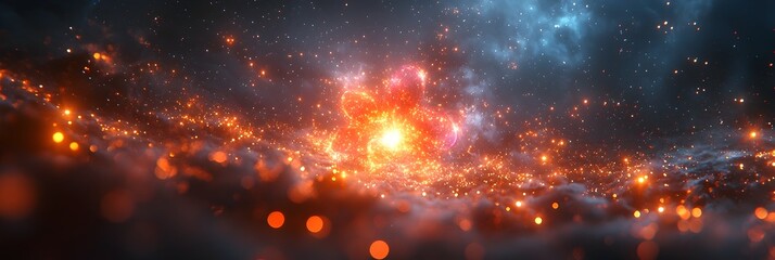 Poster - Vibrant and Mesmerizing Colorful Fireworks Display with Ample Copy Space Ideal for New Year 2025 Banner or Background