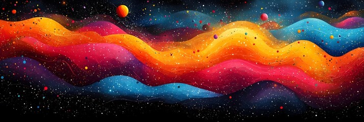 Poster - Stunning abstract patterns and bold vibrant colors come together in this striking New Year 2025 banner design featuring ample copy space for customization and a fresh contemporary aesthetic