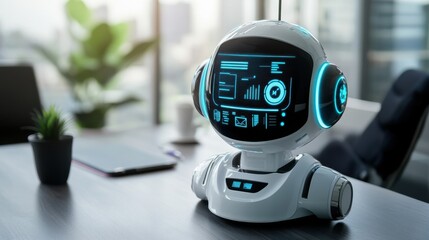 Poster - A sophisticated AI-driven real-time language translation device, modern communication setup with advanced translation tools and multilingual interfaces, Communication style