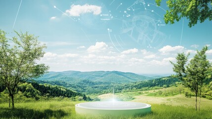 Poster - A sophisticated AI-powered real-time environmental monitoring system, modern natural setting with sensors and data collection tools for tracking environmental changes, Environmental style