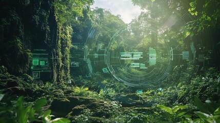 Poster - A sophisticated AI-powered real-time environmental monitoring system, modern natural setting with sensors and data collection tools for tracking environmental changes, Environmental style