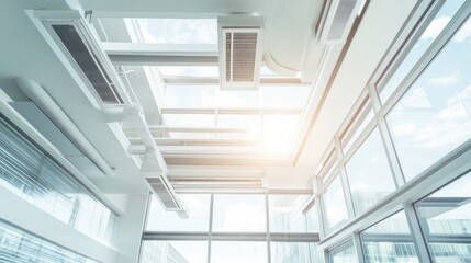 Aufkleber - A sophisticated AI-powered smart climate control system for commercial buildings, modern office environment with integrated technology for optimizing heating, cooling