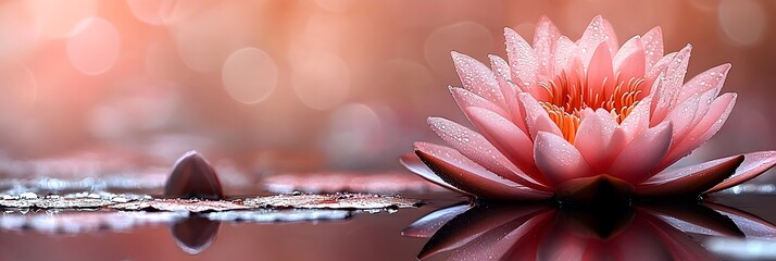Poster - Elegant and glowing lotus flower symbolizing purity spiritual enlightenment and inner peace isolated on a clean minimalist background with ample copy space for messages