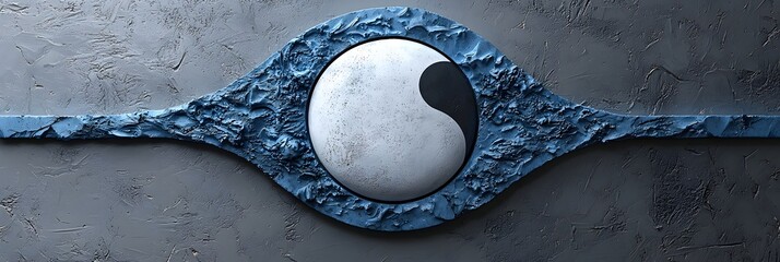 Poster - Intricate Yin Yang Symbol Representing Balance Harmony and Duality Isolated on a Clean Minimalist Background with Generous Copy Space for Philosophical Design or Concept