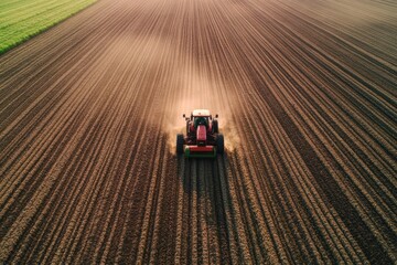Aufkleber - Advanced robotic machines are actively harvesting crops on a farm, enhancing productivity in the early morning light. Generative AI