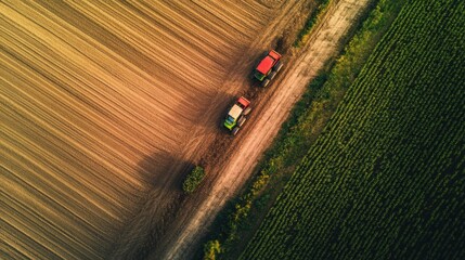 Aufkleber - Robotic machines work in harmony on a farm, planting and harvesting crops while utilizing advanced technology for efficiency. Generative AI