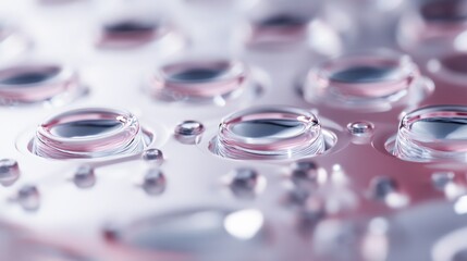 Poster - An extreme close-up of a 3D-printed microfluidic chip for drug delivery, showing precise fluid control and therapeutic targeting, Biomedical technology style