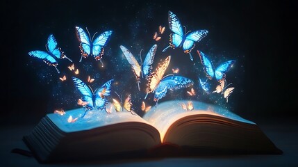 Wall Mural - Magic Book with Butterflies