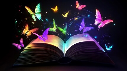 Wall Mural - Magic Book with Butterflies