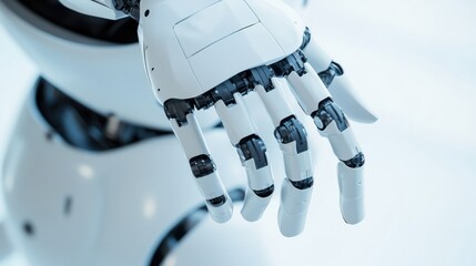 Poster - An extreme close-up of a humanoid robot's advanced gesture recognition sensors, demonstrating precise motion detection and interactive capabilities, Robotics technology style