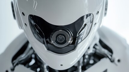 Aufkleber - An extreme close-up of a humanoid robot's biometric identification module, showcasing secure authentication and identity verification capabilities, Robotics technology style