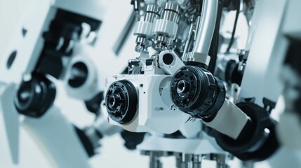 Aufkleber - An extreme close-up of a humanoid robot's energy-efficient actuators and motors, showcasing robust mechanical performance and power conservation, Robotics technology style