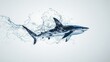 © jobim - Dynamic shark jumping out of water with splash effect, PNG style transparent. white background. for ocean and marine life designs. di cut.
