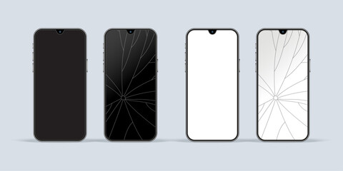 Poster - Smartphone Repair Concept: Flat Design Badge for Fast Mobile and Tablet Repairs. Addressing Broken Smartphones, Cracked Screens, and Damaged Displays. 3D Realistic Service Vector Illustration.