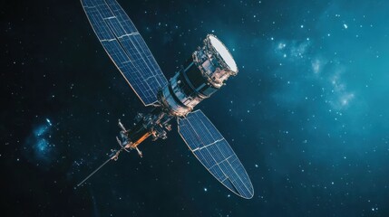 Aufkleber - An extreme close-up of a quantum communication satellite payload, demonstrating secure quantum key distribution in space, Quantum communication technology style
