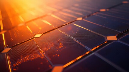 Poster - An extreme close-up of a quantum dot solar cell, demonstrating efficient light absorption and energy conversion, Renewable energy technology style