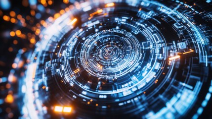 Poster - An extreme close-up of a quantum encryption key distribution device, demonstrating quantum cryptography principles, Quantum security style