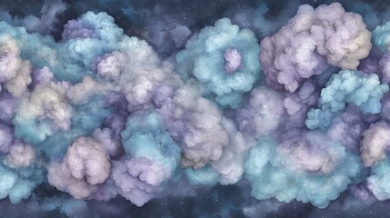 Wall Mural - seamless pastel nebula texture, dreamy cloudscape.