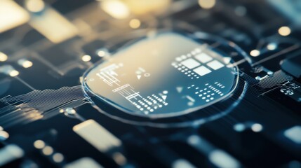 Poster - An extreme close-up of a wearable biometric sensor patch, monitoring vital signs and health metrics in real-time, Wearable technology style