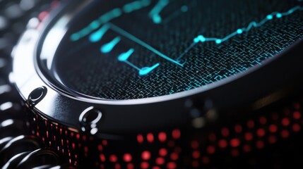 Aufkleber - An extreme close-up of a wearable health monitor's biosensor array measuring vital signs and biometric data, Wearable technology style, photo of