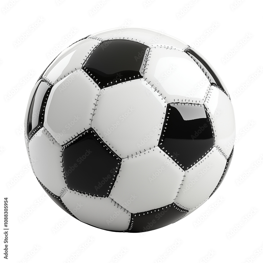 Classic black and white soccer ball isolated on transparent background ...