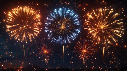 Wall Mural - vibrant fireworks display at night.