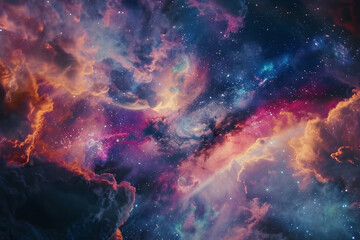 360-degree space projection of nebula and stars creating an immersive cosmic scene.