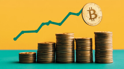Poster - Bitcoin stacks increase, shown in a simple technical drawing.