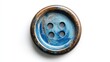© AIArtistry - A decorative button showcasing a striking blend of deep blue and rich brown hues, featuring four holes and a glossy finish, perfect for enhancing garment details.