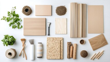 Aufkleber - A selection of natural renewable and recycled construction materials such as wood bamboo straw and grass