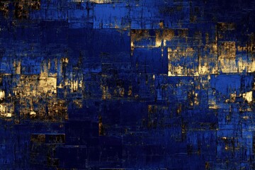 Poster - Abstract blue and gold textured background with a modern artistic feel.