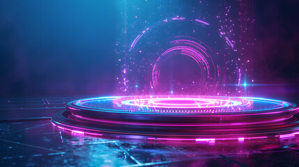 Aufkleber - fantastic circle holograms, magic portals, futuristic podium, teleporters for show product. 3d futur