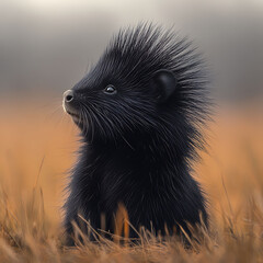 Porcupine in its natural habitat wildlife photography grassland close-up view nature conservation concept