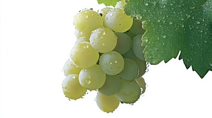 Wall Mural - a bunch of crisp, green grapes still on the vine, their freshness evident in every dew-kissed globe