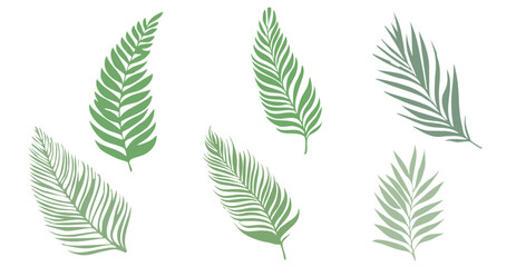  Green Leaf Silhouette Icon Set – Minimalist Botanical Design Elements