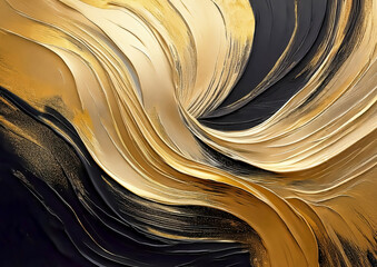 Aufkleber - Gold and black abstract background. 3d rendering, 3d illustration.
