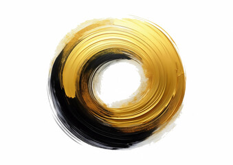 Aufkleber - Black and gold grunge circle on white background.