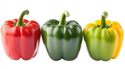 Wall Mural - a fresh crisp bell pepper trio in red, yellow, and green with their shiny
