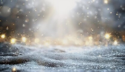 Wall Mural - Bokeh winter background with glitter lights.