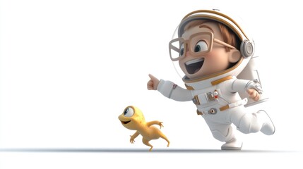 Aufkleber - A smiling girl in a lab coat holds a ruler, suggesting a playful exploration of science.