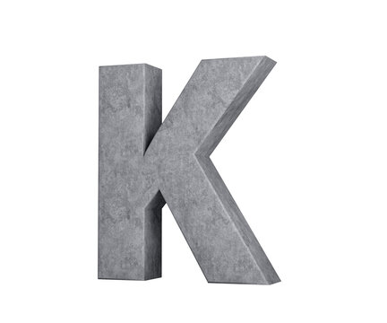 3d Concrete Capital Letter K Alphabet K Made Of Grey Concrete Stone White Background 3d Illustration
