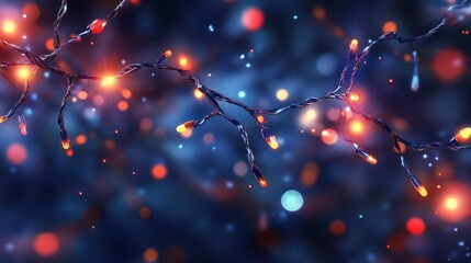 Wall Mural - abstract background christmas lights garland