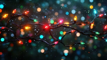 Wall Mural - abstract background christmas lights garland