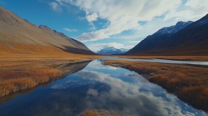 Poster - A beautiful landscape with a river running through it