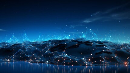 Canvas Print - A blue sky with a lot of stars and a few clouds