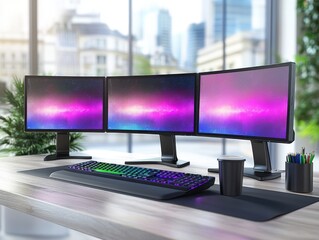 desk of a programmer filled with tech gear rgb keyboard