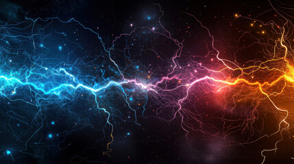 Aufkleber - Brightly glowing sparks of multicolor electricity create vibrant scene