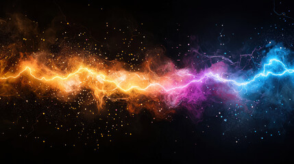 Aufkleber - Dynamic electrical sparks in vibrant colors create stunning visual display
