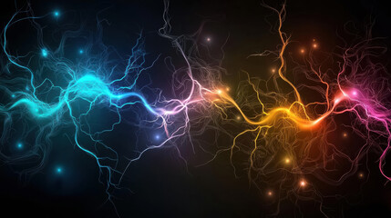 Aufkleber - Energetic multicolor sparks branching out in dark background