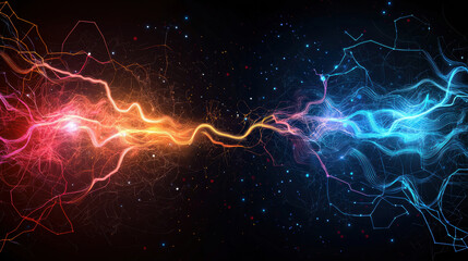Fototapete - Colorful electric sparks branching out in vibrant patterns, creating energy